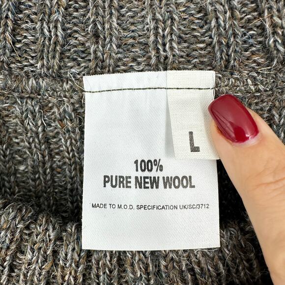 British Wool Mens L Pure Wool Sweater Slim Fit Green Ribbed Knit Crew Neck - Picture 4 of 12